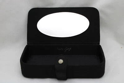 Bolsos vintage de Garcy Box con espejo negro bolso sin asas bolso de joyería 8" x 4" Foto 1 de 4