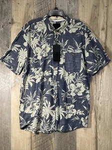 DECIBEL Hawaiian Shirt Men's Size XL Short-Sleeve Button-Down Blue Cotton NWT - Picture 1 of 11