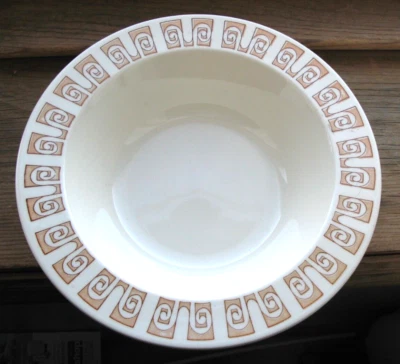 Vntg 铁矿石边缘 Svg 碗 9.5 英寸 MCM 棕色 奥林匹亚 几何边缘 白色 OF4 — 第 1/2 张图片