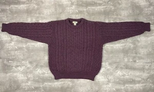VINTAGE LL BEAN WOOL SWEATER WOMENS M FISHERMAN CABLE KNIT RARE COLOR IRELAND - Picture 1 of 7