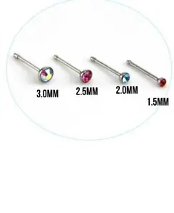Pin Shaped Surgical Steel Nose Ring Stud You Choose the Size and Color 20G - Picture 1 of 6