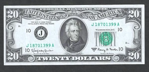 1963-A $20 FEDERAL RESERVE ~ KANSAS CITY, MISSOURI ~ GEM CRISP UNCIRCULATED - Picture 1 of 2
