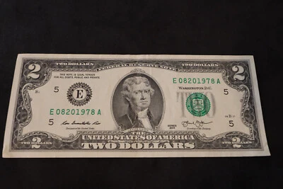 2013 TWO DOLLAR FANCY BIRTHDAY/ANNIV NOTE.   AUG 20, 1978  SN # E 08201978 A - Image 1 of 2
