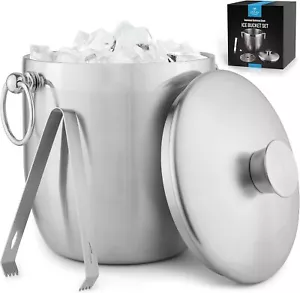 Kitchen Stainless Steel Double-Wall Insulated Ice Bucket - 3 Liter - Picture 1 of 9