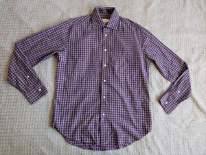 Camisa Haspel Co Hombre Mediana Púrpura Cuadros Abotonada Manga Larga Aguja Única - Imagen 1 de 13