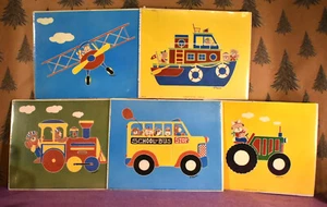 Wall Art Nursery Home Decor Colorful Toy Vehicles Set of 5 Prints - Picture 1 of 8