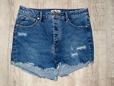 Pantalones cortos Free People We the Free para mujer azul claro denim deshilachado talla 32 Foto 1 de 3