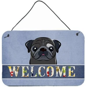 Carolines Treasures BB1449DS812 Black Pug Welcome Wall and Door Hanging Prints - Picture 1 of 1