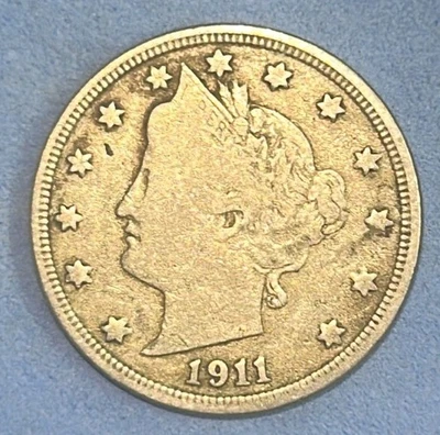 1911 P LIBERTY HEAD "V" NICKEL CIRCULATED **FREE SHIPPING** - Image 1 of 2