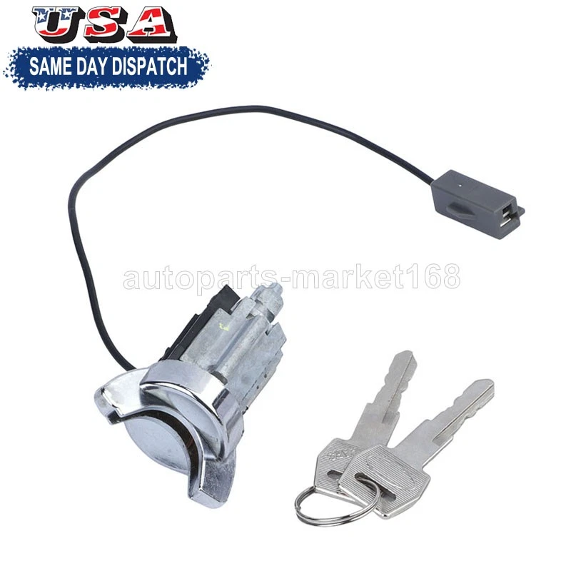Cilindro de bloqueo de encendido cromado con llave para Ford Ranger Bronco II Escort Mercury Foto 1 de 4