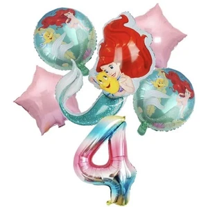 Little Mermaid 4th Birthday Party Balloons Kids Decoration Age 4 Balloon Girls - Picture 1 of 6