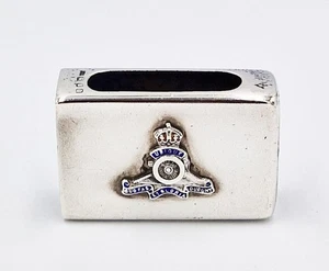 ROYAL ARTILLERY STERLING SILVER & ENAMEL VESTA MATCHBOX COVER London 1939 - Picture 1 of 5