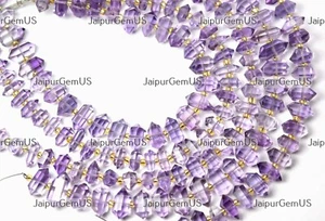 8 Inch Strand, 100% Natural Amethyst Gemstone Faceted Pencil Beads, Size-9-10mm - Picture 1 of 4