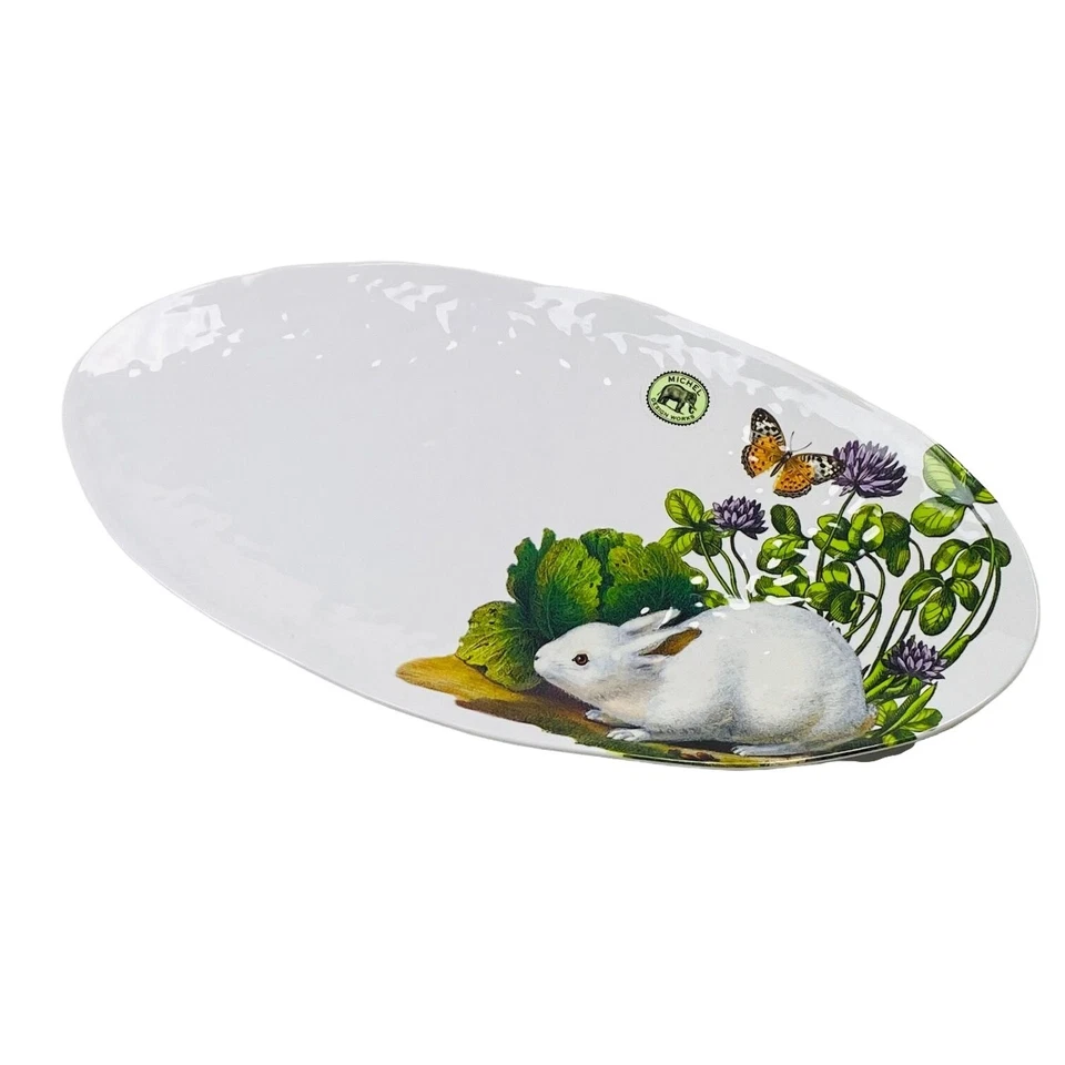 Michel Design Works Garden Bunny Rabbit Melamine Serveware Oval Platter - Image 1 of 1