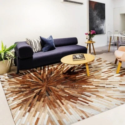 Cowhide Cow Area Rugs Skin Leather New Rug hide 100% sq.feet Real Hair Natural - Image 1 of 4