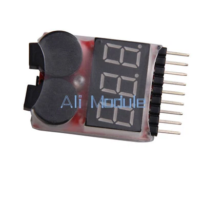 1-8S Lipo Li-ion Fe Battery Voltage 2IN1 Tester Low Voltage Buzzer Alarm AM