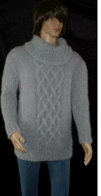 PULLOVER MOHAIR Mix HANDGESTRICKT Gr H 52 + D 46 HAND KNITTED Male XL Female XXL - Bild 1 von 4