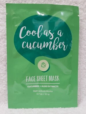 Bath & Body Works COOL AS CUCUMBER Face Sheet Mask Aloe Extracts .7 oz/20g New - Image 1 of 4