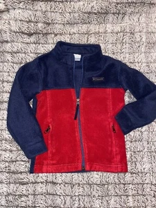 Colombia Fleece Jacket Kids Toddler Size 4T Navy Blue And Red Full Zip  - Picture 1 of 4