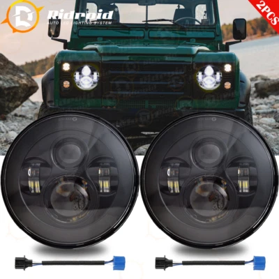 Pair 7" Inch LED Headlights&High-Low Beam KIT For Land Rover Defender 90 110 - Image 1 of 4