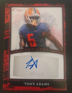 2022 Sage Artistry Red Tony Adams Rookie AUTO Autograph Ny Jets RC Illinois 
