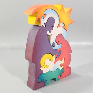 Holy Family 7pc Wooden Block Puzzle Baby Jesus Desktop Krakow Poland - Picture 1 of 13