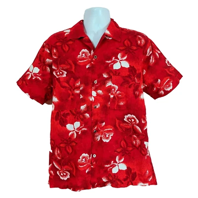 Vintage 60s Pebble Beach of California Hawaiian Red Floral Camp Shirt Mens. Sz M - Image 1 of 4