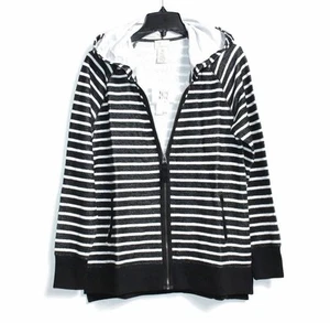 Andrea Jovine - Women's XL - $78 - B&W Striped Full-Zip Hoodie Sweatshirt - Picture 1 of 3