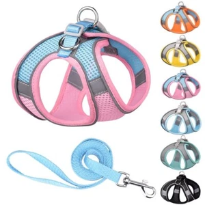 Reflective Dog Harness Nylon No Pull Pet Collars leash Vest Puppy Cat Breathable - Picture 1 of 26