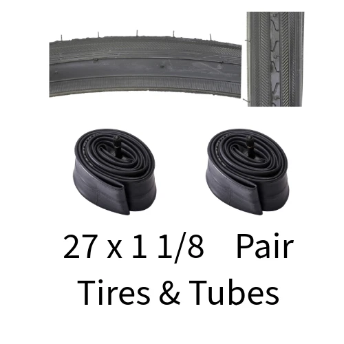 27 x 1 1/8 Tires & Tubes Black Wall Road Bike Tires ISO 630 Pair New - Image 1 of 1