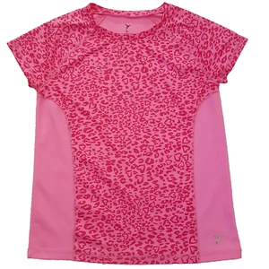 Active by Old Navy Girls Shirt Top Pink Leopard Print Hearts Size XL 14 Athletic - Picture 1 of 7