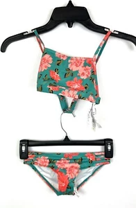 Billabong Girl’s Blue/Floral Two Piece Bikini Swimsuit Set Size 7 - Picture 1 of 3
