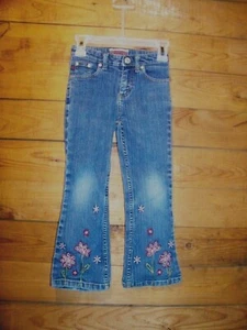 Z. Cavaricci Girls Embroidered Flower Jeans Adjustable Waist Size 4 EUC!!! - Picture 1 of 2