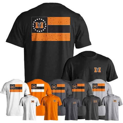 Mercer University Bears MU State Flag with Logo Adult Short Sleeve T-Shirt Tee Cover