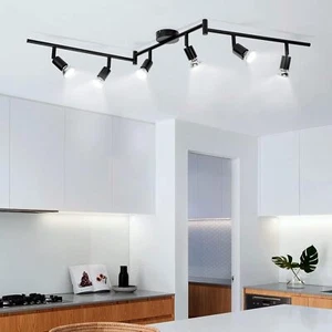 6 Way Ceiling Spotlight Adjustable Kitchen Bar Spot Light GU10 LED Lamp No Bulbs - Picture 1 of 11