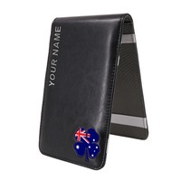 Scorecard Holder Tan Leather Navy Green Hand Wax