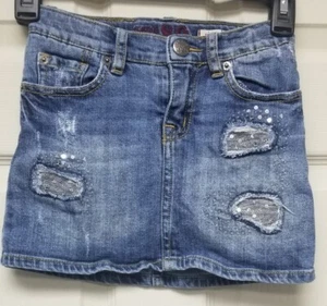 Place 1989 Girls Jean Skirt Skort Size 6X/7 Denim Adjustable Waist - Picture 1 of 12