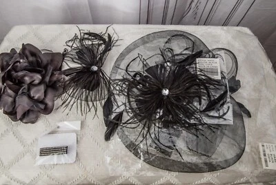 Black Fascinator Hat Lot 6 Steampunk Halloween Costume NWT - Image 1 of 2