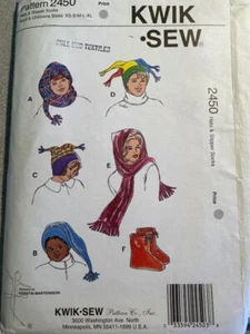 Vintage Kwik Sew Sewing Pattern 2450 – Fleece Hats, Scarf and Slipper Socks - - Bild 1 von 1