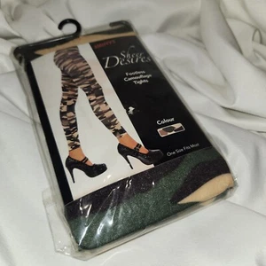 Halloween Costume Sheer Desires Footless Camouflage Tights NIP - Picture 1 of 5