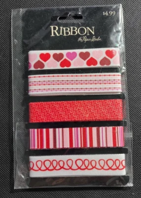 LOVE THEME RIBBON The Paper Studio 3 feet of each Color 5 in pack 5/8" inch - Image 1 of 2