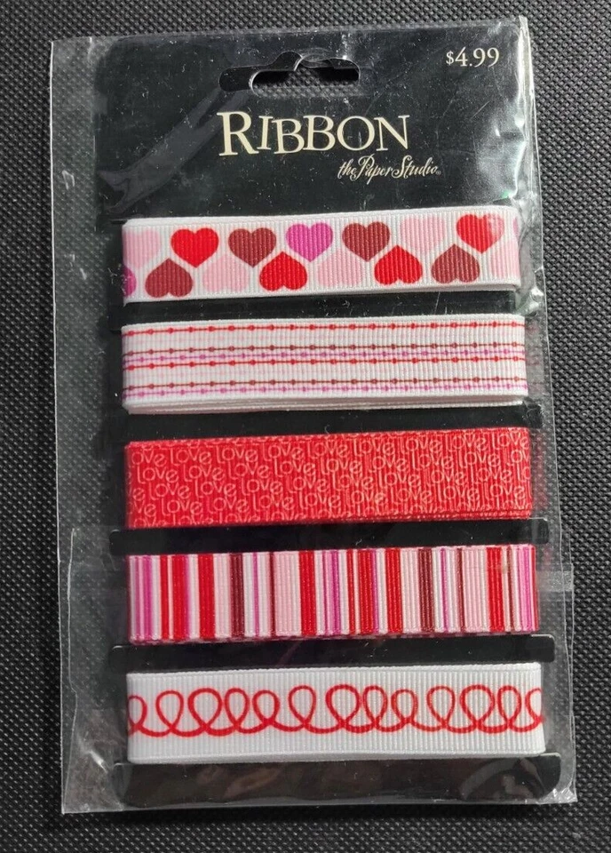 LOVE THEME RIBBON The Paper Studio 3 feet of each Color 5 in pack 5/8" inch - Image 1 of 2