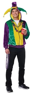 Renaissance Mardi Gras Jester Hoodie Adult Costume - Image 1 of 4