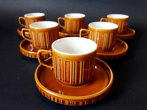 Tognana 6pc Amber Porcelain Coffee Cups Set Vintage Made in Italy - Picture 1 of 9