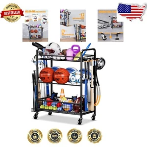 Multi-Functional Garage Sports Organizer with Side Hooks and Storage Options - Picture 1 of 8