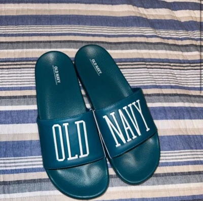 NWT Old Navy Teal Slides Men's Size 10-11 - Image 1 of 3