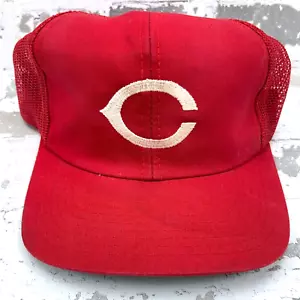 Vintage Cincinnati Reds Trucker Hat Cap Snap Back Mesh 90s Y2K Plain Logo Adult* - Picture 1 of 10