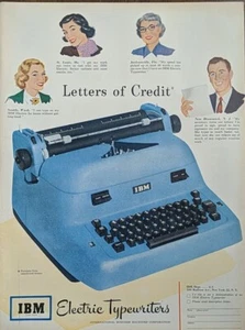 1951 vintage IBM portable typewriter print ad, Electric Typewriter Blue - Picture 1 of 1