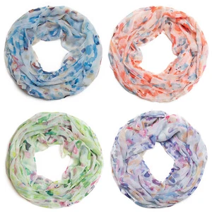Schal Damen Loopschal leichter Baumwoll Loop Mehrfarbig Aquarell Muster Halstuch - Bild 1 von 15