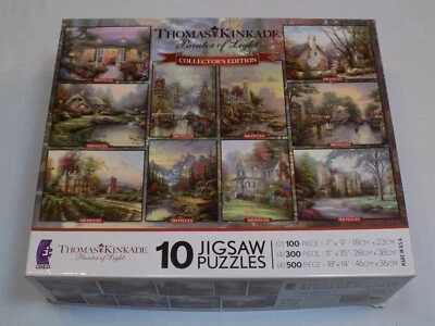 Thomas Kinkade 10 Jigsaw Puzzle Set NOT Counted AS IS Ceaco Collector's Edition - Image 1 of 2
